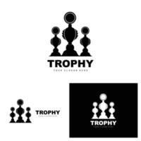 Championship Trophy Logo, Champion Award Winner Trophy Design, Vector Icon Template