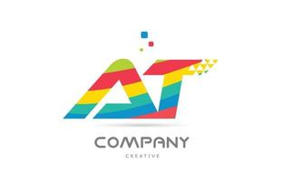 AT combination colorful alphabet letter logo icon design. Colored creative template design for company or business vector