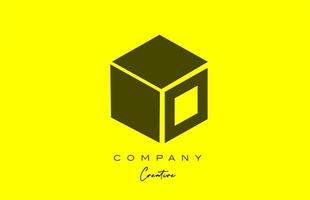 yellow black O letter alphabet letter logo icon design. Creative cube design template for company and business vector