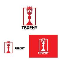 Championship Trophy Logo, Champion Award Winner Trophy Design, Vector Icon Template