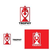 Championship Trophy Logo, Champion Award Winner Trophy Design, Vector Icon Template