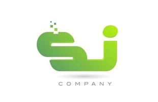 joined SJ alphabet letter logo icon combination design with dots and green color. Creative template for company and business vector