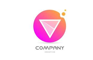 pink yellow dots V alphabet letter logo icon with transparency. Creative template for company vector