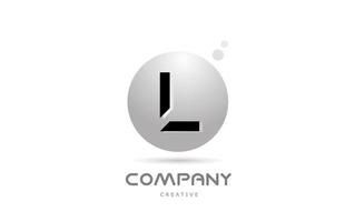 L 3d grey sphere alphabet letter logo icon design with dot. Creative template for business and company vector