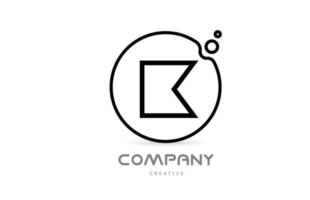 geometric letter K alphabet logo icon with circle and bubbles. Creative template for business and company vector