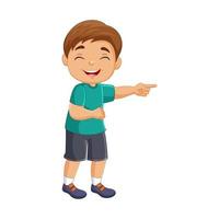 Cute cartoon boy laughing out loudly pointing vector