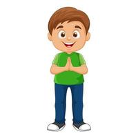 Vector cartoon little boy standing in pose