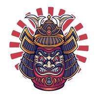 Daruma Japanese with samurai helmet illustration vector