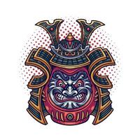 Daruma Japanese with samurai helmet illustration vector