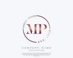 Initial MP Feminine logo beauty monogram and elegant logo design, handwriting logo of initial signature, wedding, fashion, floral and botanical with creative template vector