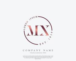 Initial MX Feminine logo beauty monogram and elegant logo design, handwriting logo of initial signature, wedding, fashion, floral and botanical with creative template vector