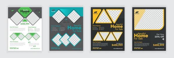 A Set Of Editabl Real Estate Flyer Template Design vector