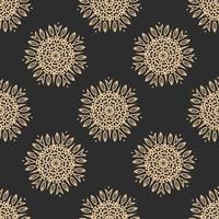 Seamless floral vintage pattern, gold ona dark background. vector