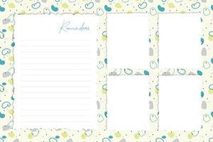 Empty reminder template for notes and to-do list, burget planner, on abstract pattern background. vector