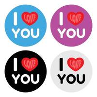 I Love You Text badge with Red Hearts, Romantic Love Quote Vector illustration.