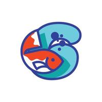 Numeric 6 Fish Logo vector