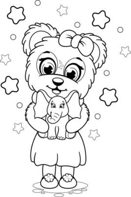 Cute Cartoon Teddy Bear Coloring Page