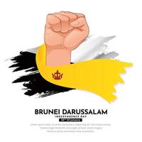 Modern Brunei Darussalam Independence day design with wavy flag vector. Brunei Darussalam Unity day design vector