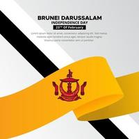 Modern Brunei Darussalam Independence day design with wavy flag vector. Brunei Darussalam Unity day design vector