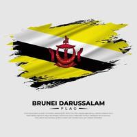 Amazing Brunei Darussalam flag background with grunge brush. Brunei Darussalam Independence Day Vector