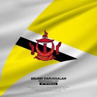 diseño moderno y sorprendente del día de la independencia de brunei darussalam con vector de bandera ondulada