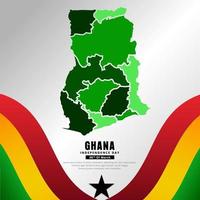 diseño del día de la independencia de ghana con bandera ondulada y mapas de sudán. vector del día de la independencia de ghana