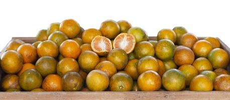 isolated fresh oranges in basket photo