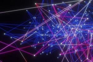 Abstract Digital technology Network glowing dots and lines background 3D rendering photo
