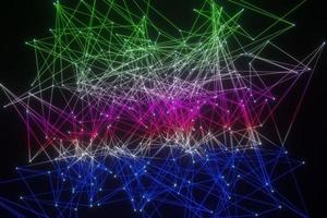 Abstract Digital technology Network glowing dots and lines background 3D rendering photo