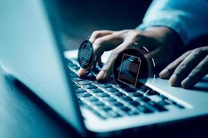 Online documentation database and process automation to efficiently manage files, IT staff working with Document Management System DMS, Corporate business technology. Cognition on modern management. photo