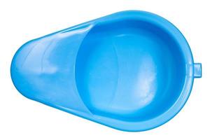 top view of open blue fracture bedpan isolated photo