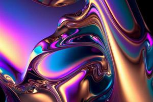 Abstract iridescent fluid metallic liquid shine background, holographic futuristic, generative ai photo