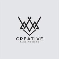 Modern creative geometric shaped MW WM artistic minimal initial based letter icon logo vector