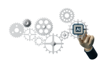 artificiell intelligens webb baner. av en processor chip. de bearbeta av data bearbetning. utvecklingen i modern teknik. mikrokretsar på neon lysande bakgrund. 3d tolkning png