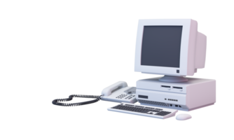 Abstrakter ästhetischer Hintergrund mit Systemmeldungsfenstern im Stil der 90er Jahre, altem Vintage-Computer, Maus, Tastatur, Popup-Icon-Systemmeldungsfenster auf realistischem 3D-Rendering im rosa und violetten Farbverlauf y2k-Stil png