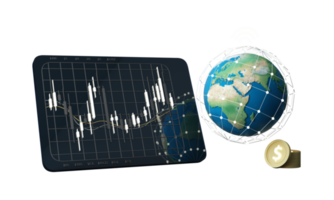 hombre de negocios usando teléfono móvil inteligente. tecnología de aplicación de conexión a Internet global de negocios y marketing digital, finanzas y banca, tecnología de enlace digital, big data. modelo de dibujos animados-representación 3d png