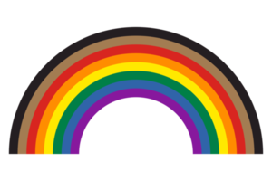 neues Regenbogenstolz-Flaggensymbol mit schwarzen und braunen Streifen png