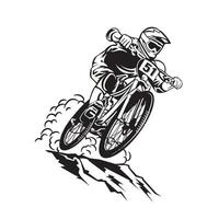 Ilustración de vector de motociclista cuesta abajo, perfecta para el diseño de logotipos de camisetas y eventos de competición