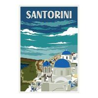 Santorini Travel Vintage Poster design, perfect for t shirt design and all type merchandise vector