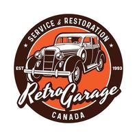 diseño de logotipo de ilustración de vector clásico retro, diseño de camiseta perfecto, servicio de garaje y restauración