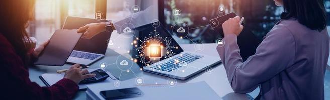 Digital transformation change management, internet of things. new technology bigdata and business process strategy, customer service management, cloud computing, smart industry. Ai technology. photo