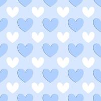 Valentines background.vector background seamless pattern of light blue heart with soft shadow on blue background. vector