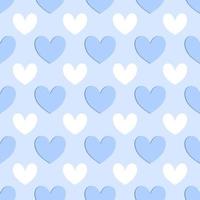 Valentines background.vector background seamless pattern of light blue heart with soft shadow on blue background. vector