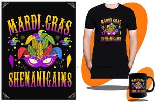 Mardi Gras 2023 and Mardi Gras Party, Flag, Craw, T shirt design or Template. vector