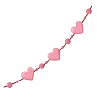 Garland with pink hearts isolated on transparent background. Valentine's Day icon. png