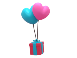 3D balloon and gift for decoration transparant background png