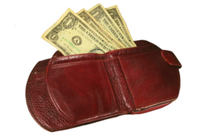 billetera abierta con un dólar png