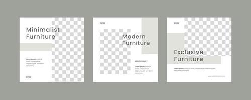 publicación de redes sociales de plantilla de venta de muebles modernos en estilo minimalista vector