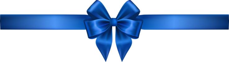 arco realista de seda azul com fita png