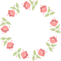 cadre floral rond avec des coquelicots rouges png